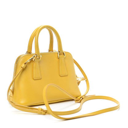 Prada Saffiano Lux Mini Promenade Tote Yellow 3 of 9