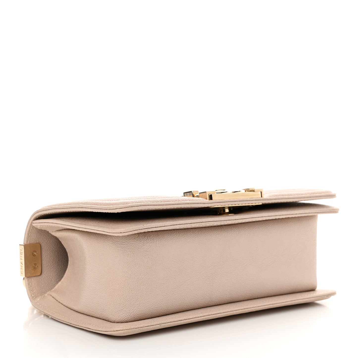 Caviar Quilted Small Boy Flap Light Beige