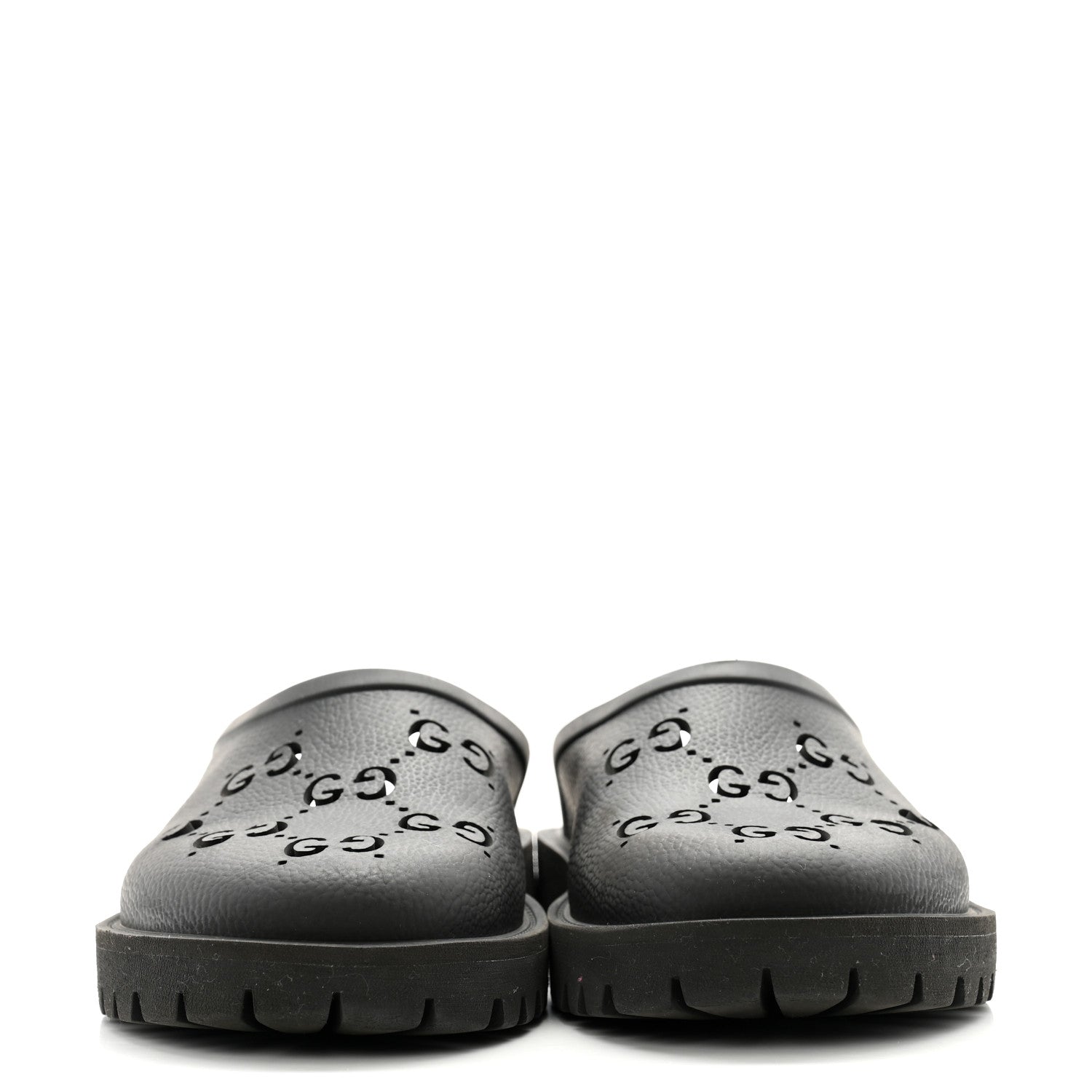 Gucci Rubber GG Monogram Perforated Mens Slip On Sandals 6 Black 2 of 9