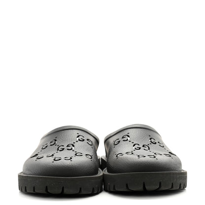 Gucci Rubber GG Monogram Perforated Mens Slip On Sandals 6 Black 2 of 9