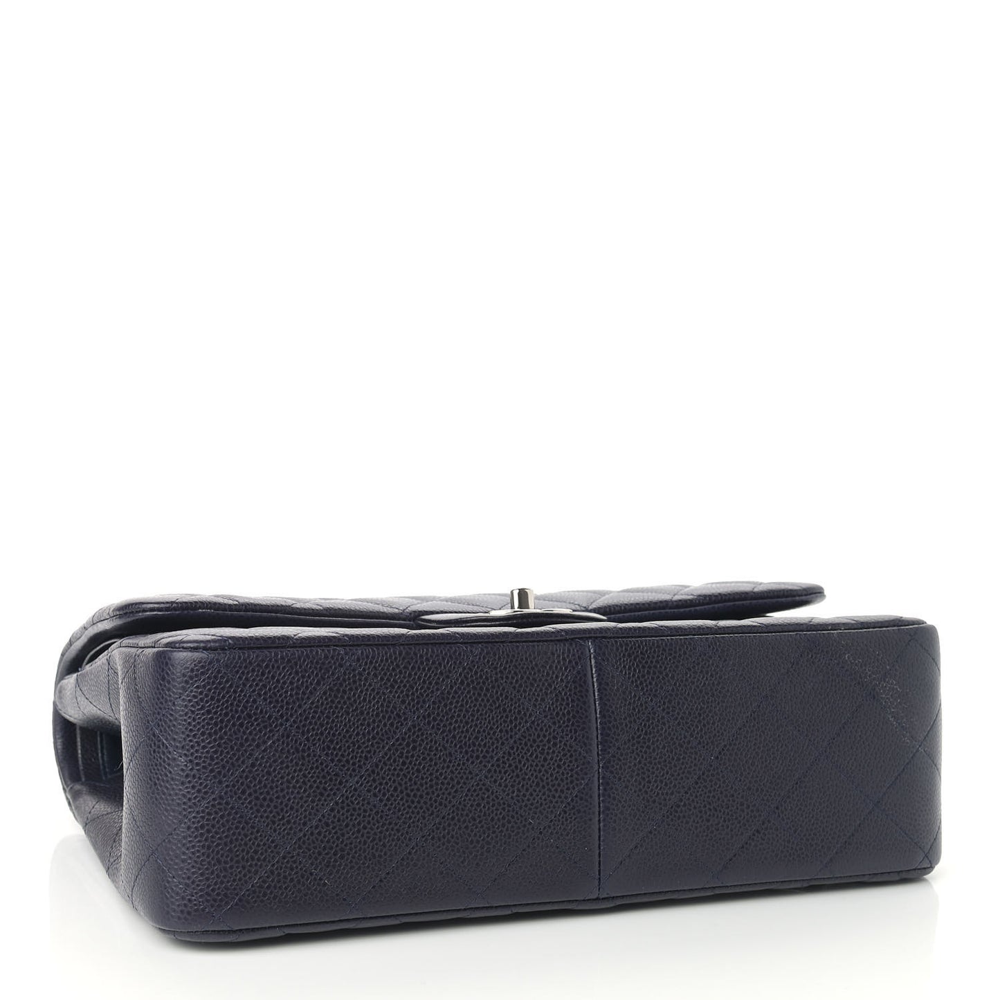 Caviar Quilted Jumbo Double Flap Navy Blue