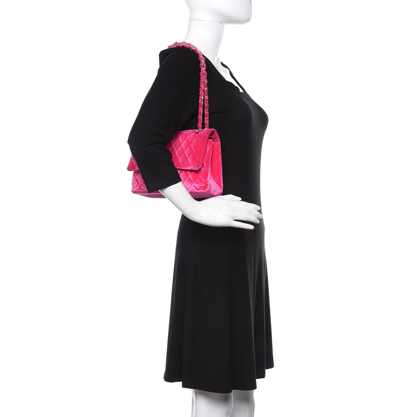 Velvet Quilted Medium Double Flap Pink