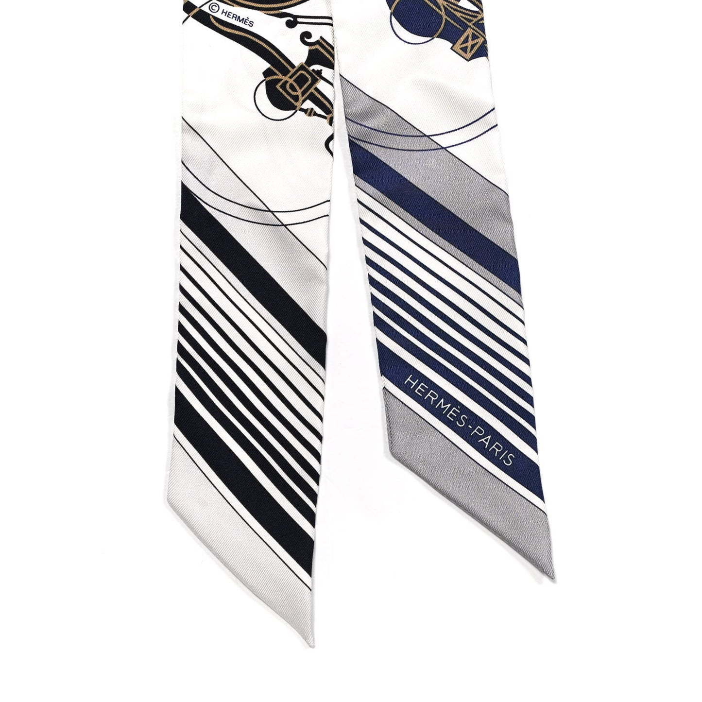 Silk Ex-Libris Twilly White Marine Gris
