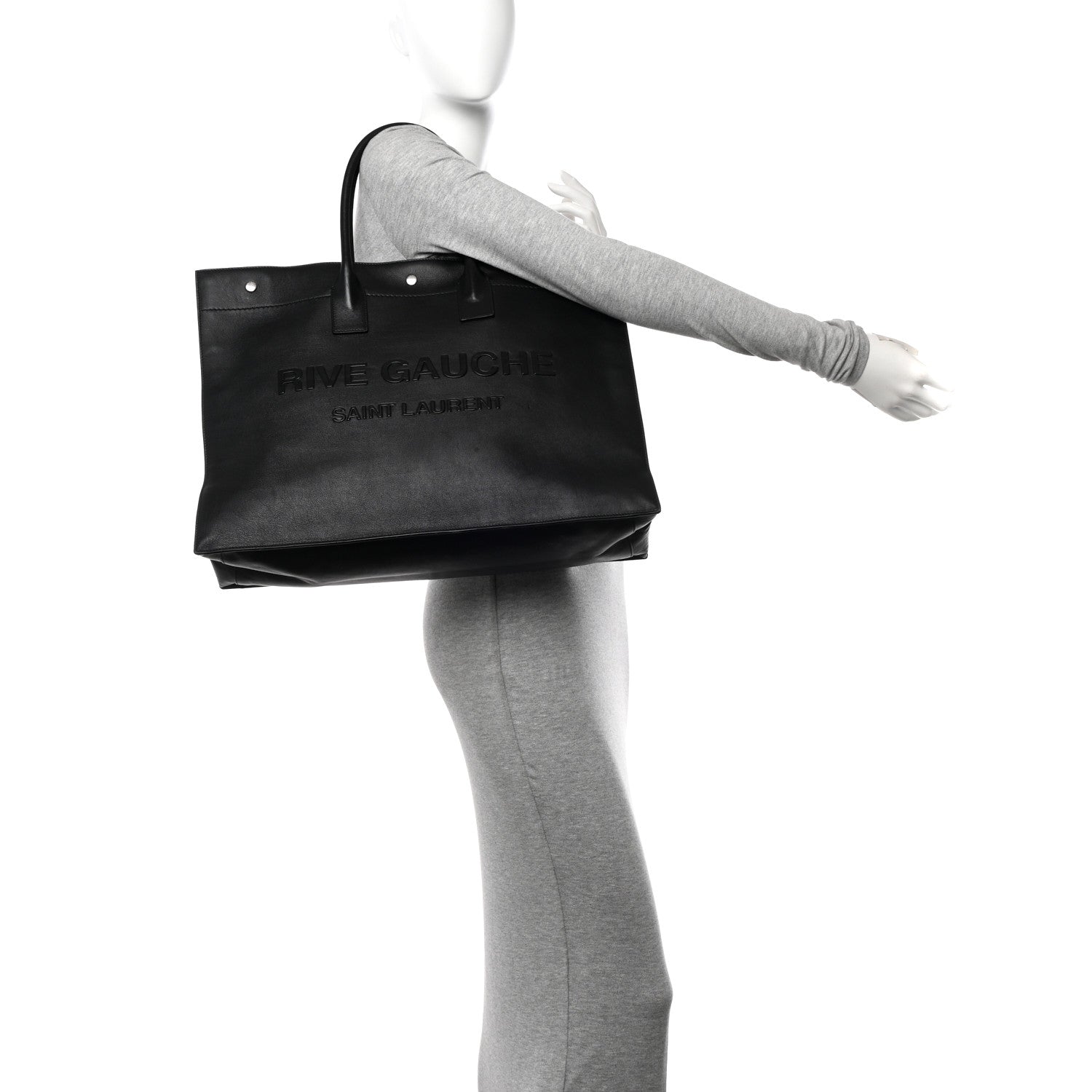 Saint Laurent Vitello Rive Gauche Large Tote Black 2 of 13