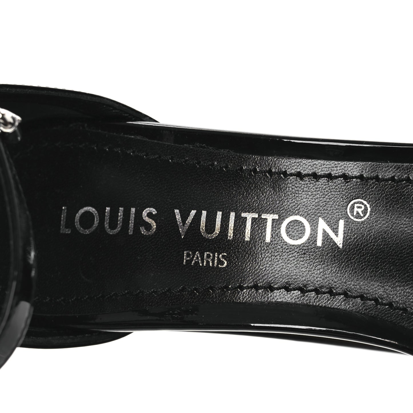 Patent Calfskin Fame Platform Sandal 39 Black