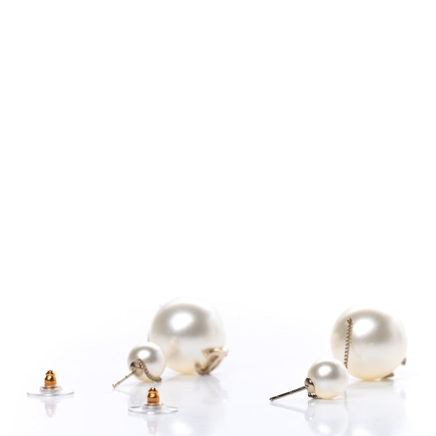 Pearl CC Chain Drop Earrings Gold