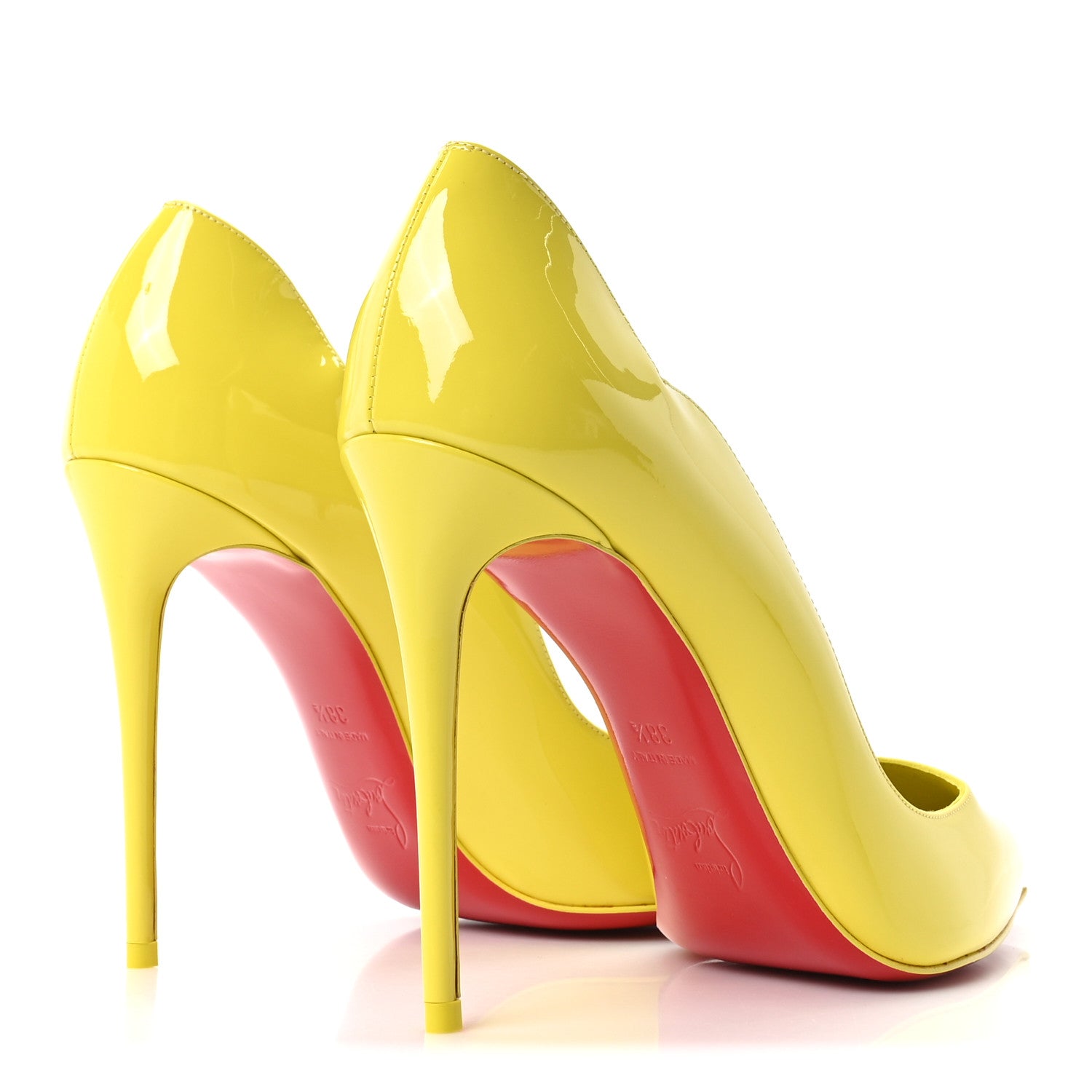 Christian Louboutin Patent Fluo Hot Chick 100 Pumps 38.5 Citrus