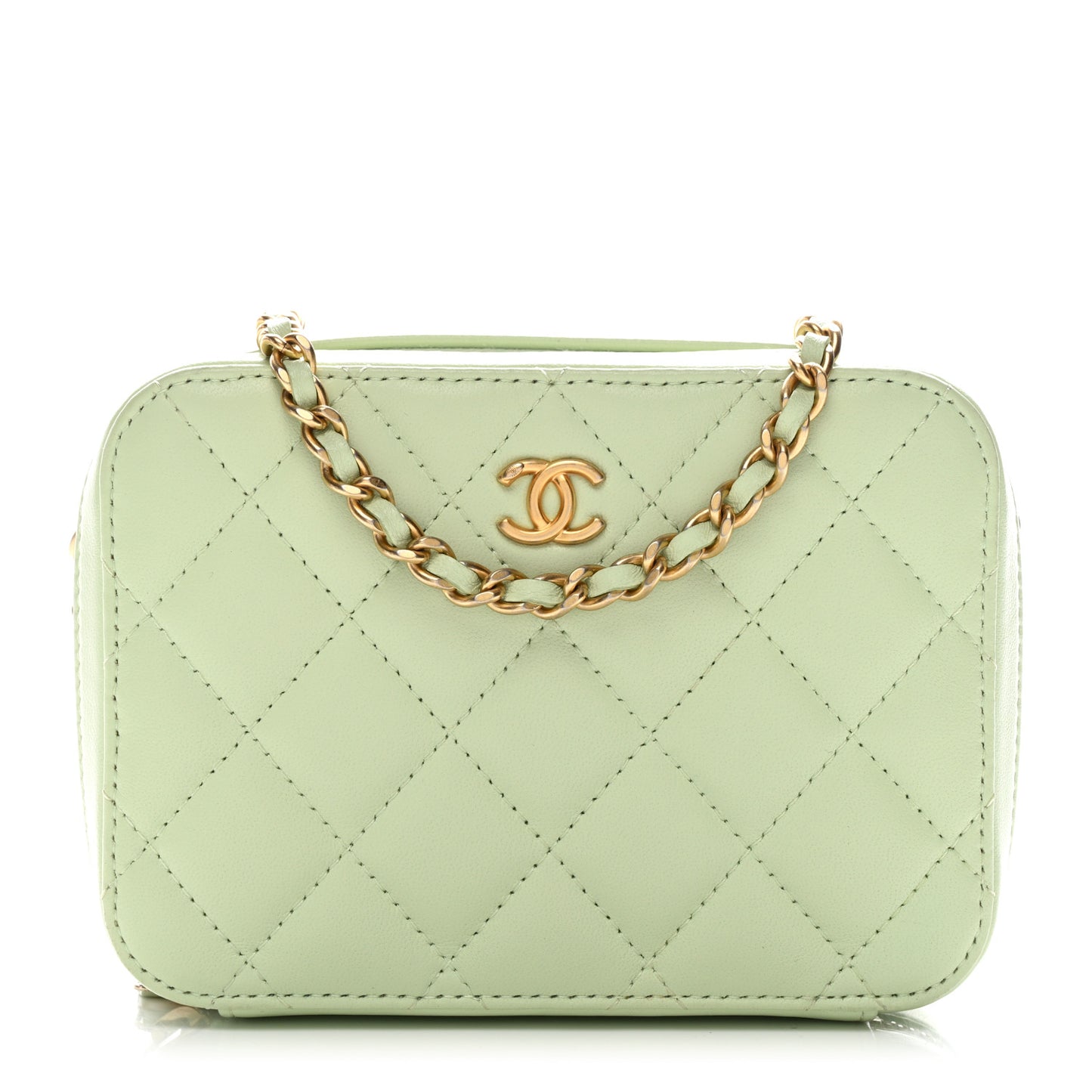 Lambskin Quilted CC Pearl Crush Camera Case Light Green
