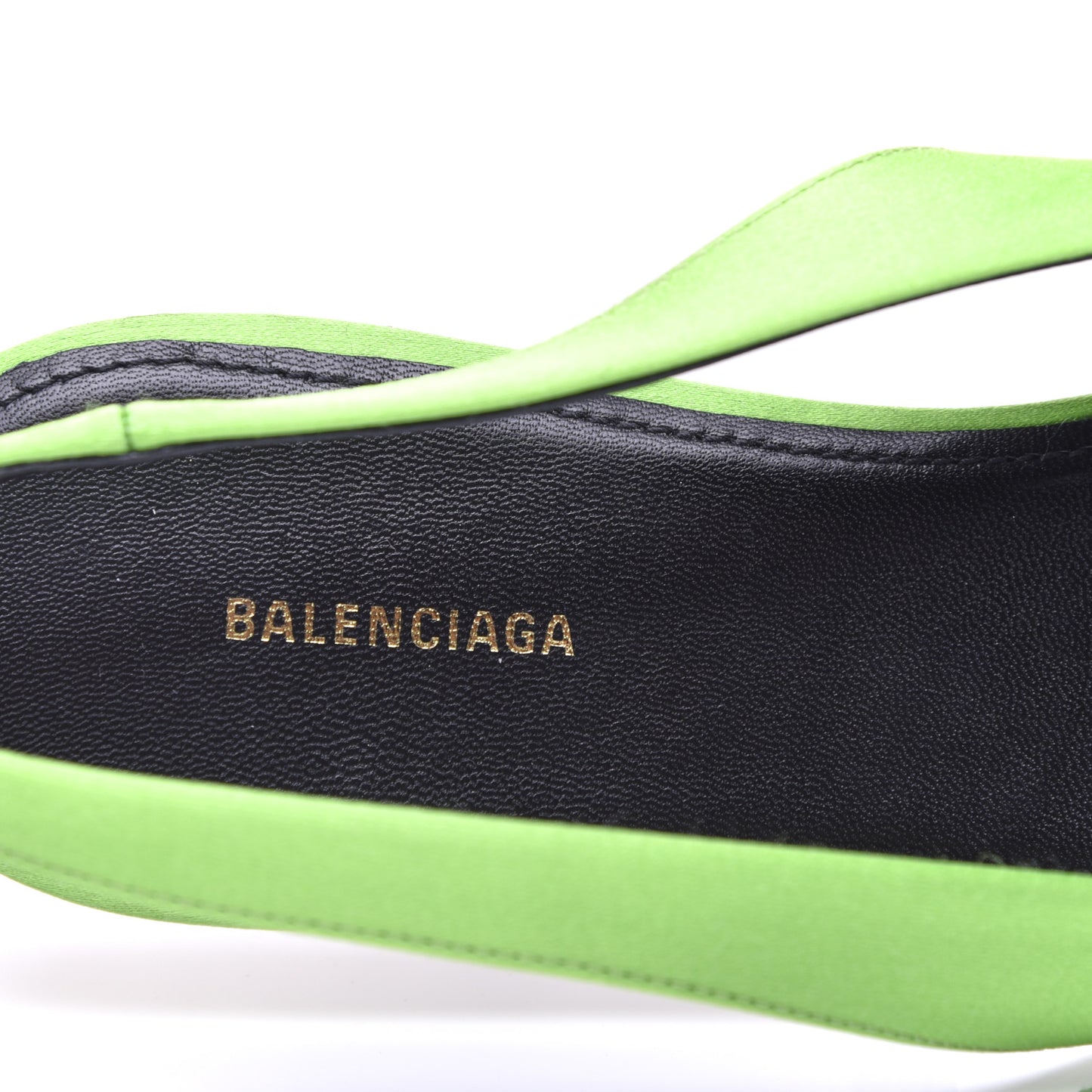 Satin BB Knife Pointy Toe Slingback Flats 38 Neon Green