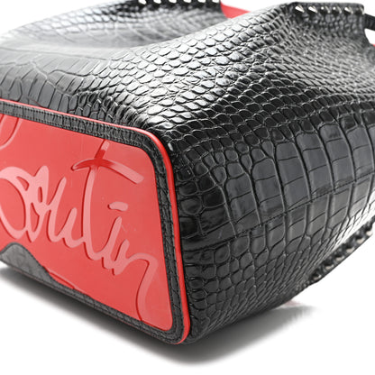 Christian Louboutin Calfskin Crocodile Embossed Spikes Large Cabarock Black 9 of 10