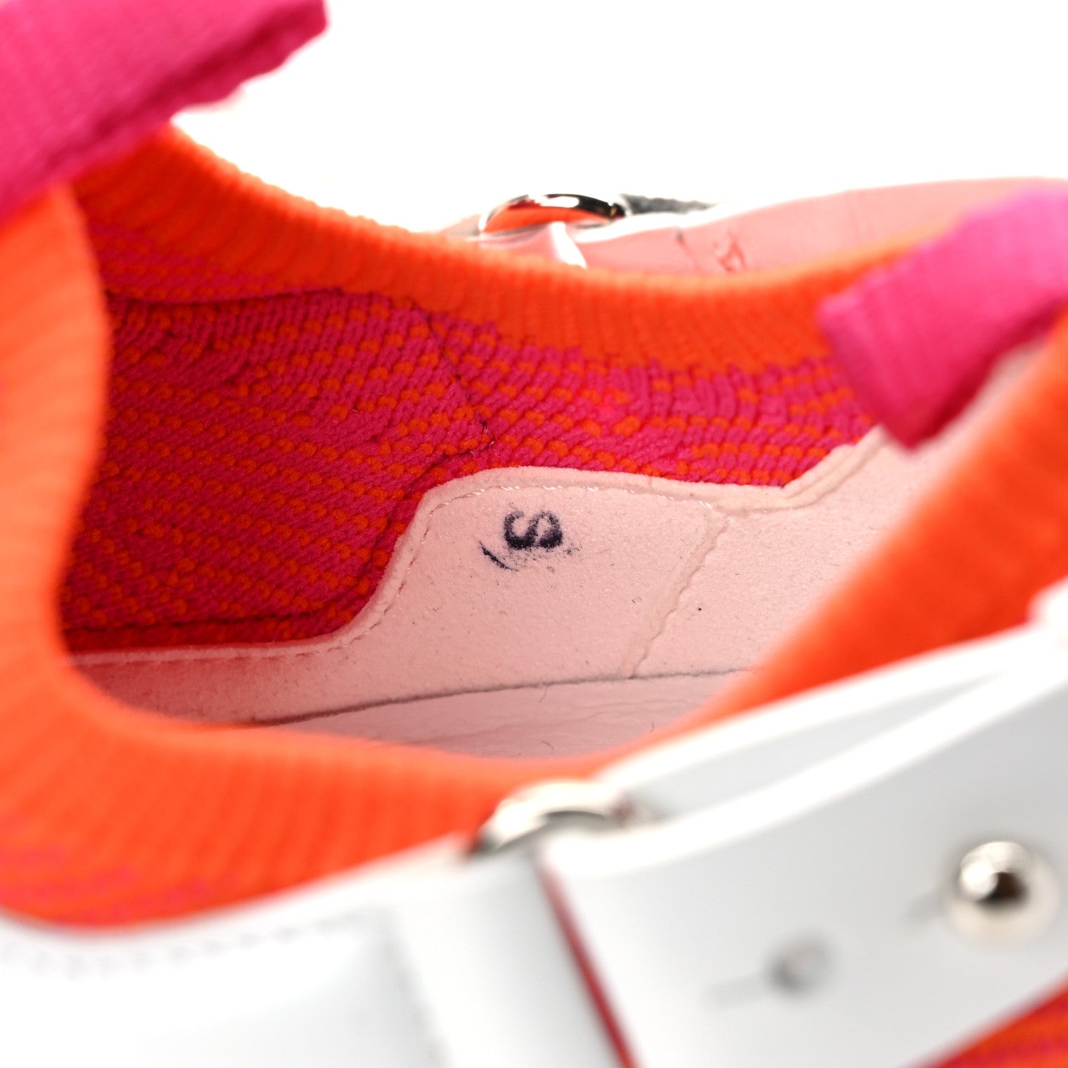 Hermes Calfskin Womens Athlete Sneakers 37.5 White Orange 8 of 9