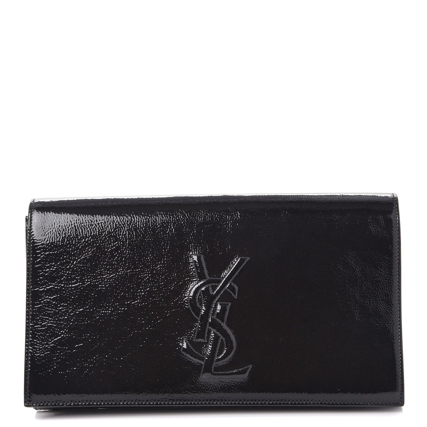 Textured Patent Monogram Large Belle De Jour Clutch Black