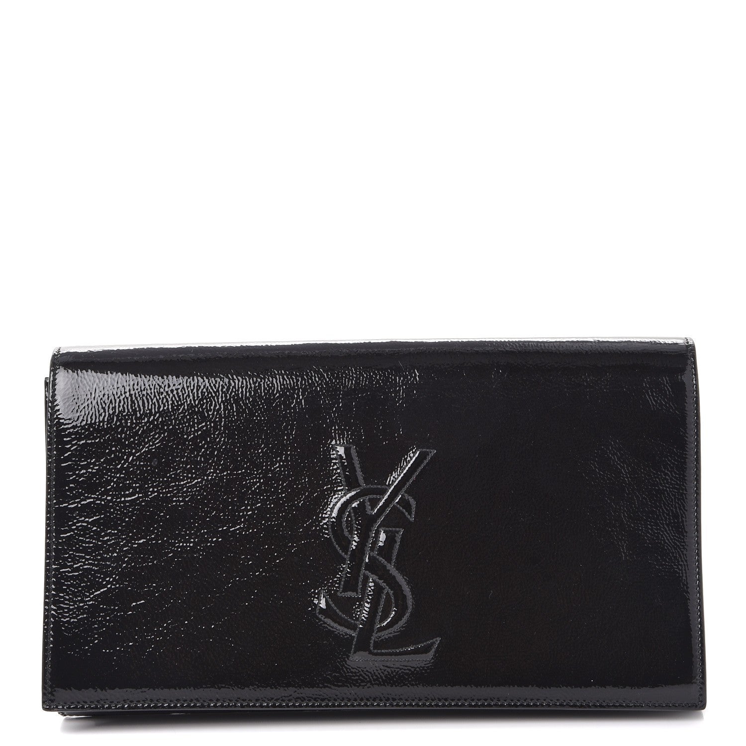 Saint Laurent Textured Patent Monogram Large Belle De Jour Clutch Black 1 of 7
