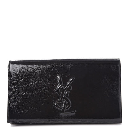 Saint Laurent Textured Patent Monogram Large Belle De Jour Clutch Black 1 of 7