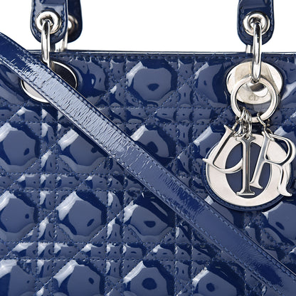 Christian Dior Patent Cannage Medium Lady Dior Blue 8 of 14