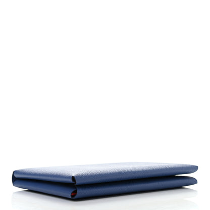 Hermes Epsom Calvi Pouch Bleu Agate Capucine 8 of 10