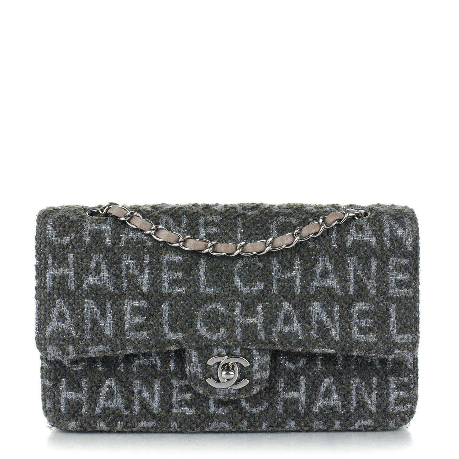 Chanel Tweed Quilted Medium Double Flap Grey 1 of 7