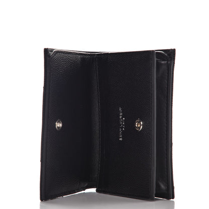 Saint Laurent Grain De Poudre Matelasse Chevron Monogram Card Case Black 5 of 8
