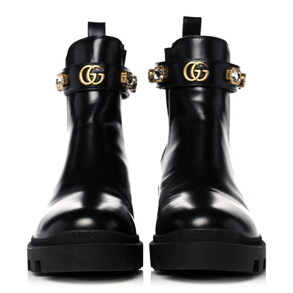 Gucci Calfskin Crystal GG Trip Chelsea Ankle Boots 40.5 Black 2 of 13