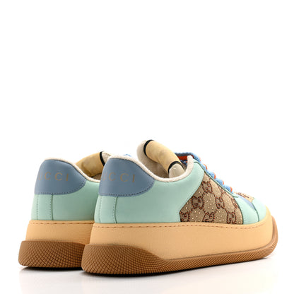 Gucci New Canvas GG Monogram Women's Screener 50mm Sneakers 39.5 Beige Blue Orange 4 of 9