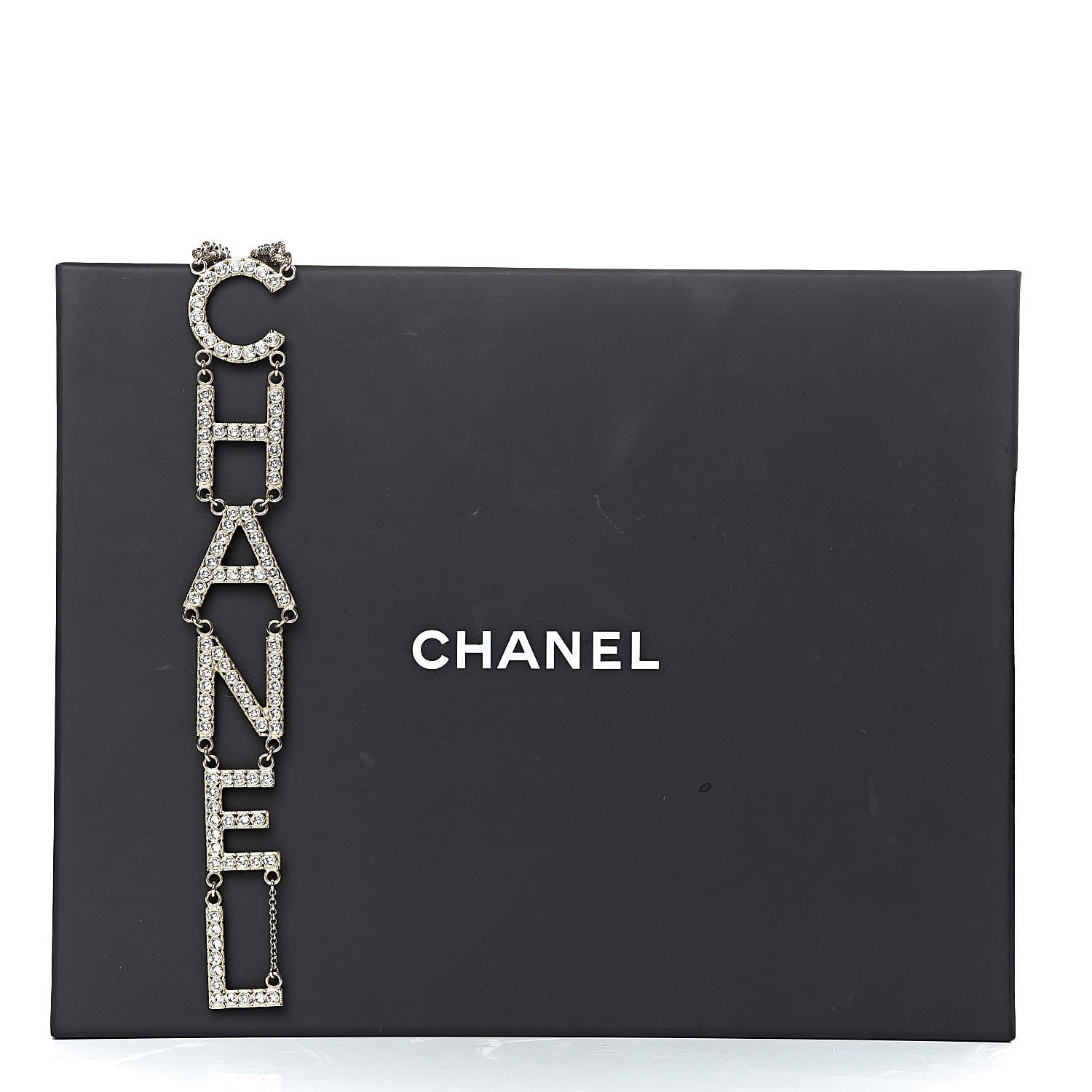 Chanel Metal Crystal Cha-Nel Logo Necklace Gold 6 of 6