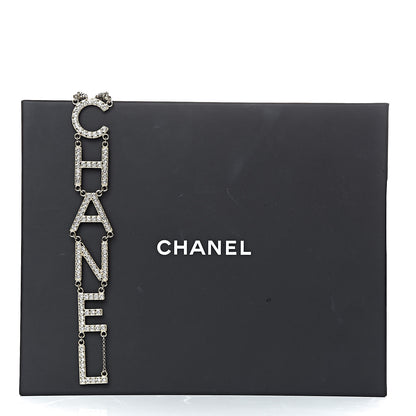 Chanel Metal Crystal Cha-Nel Logo Necklace Gold 6 of 6