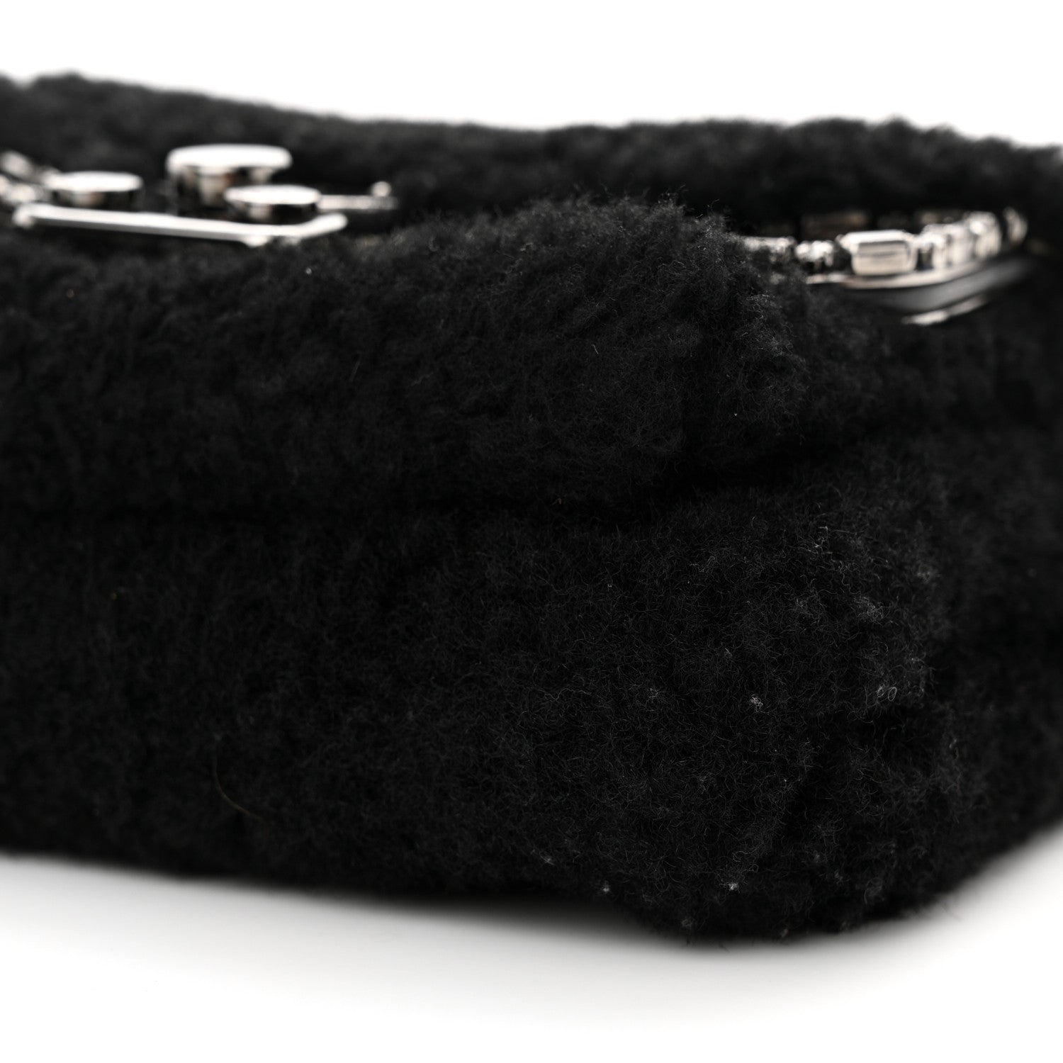 Fendi Shearling Crystal FF1974 Monster Eyes Small Bag Bug Chain Bag Narciso Tobacco Moro Black Tobacco Moro 10 of 10