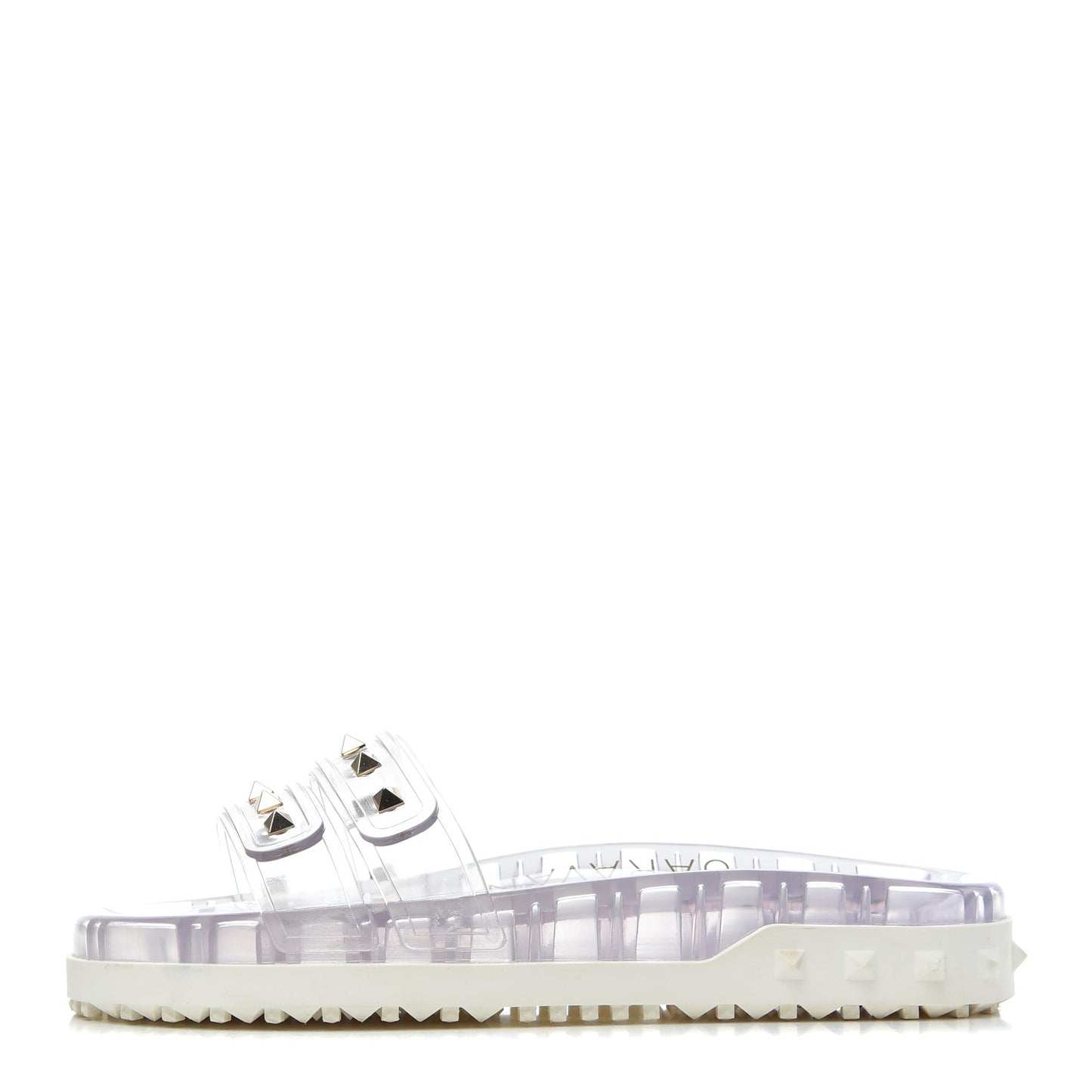 PVC Jelly Rockstud Slide Sandals 40 Clear