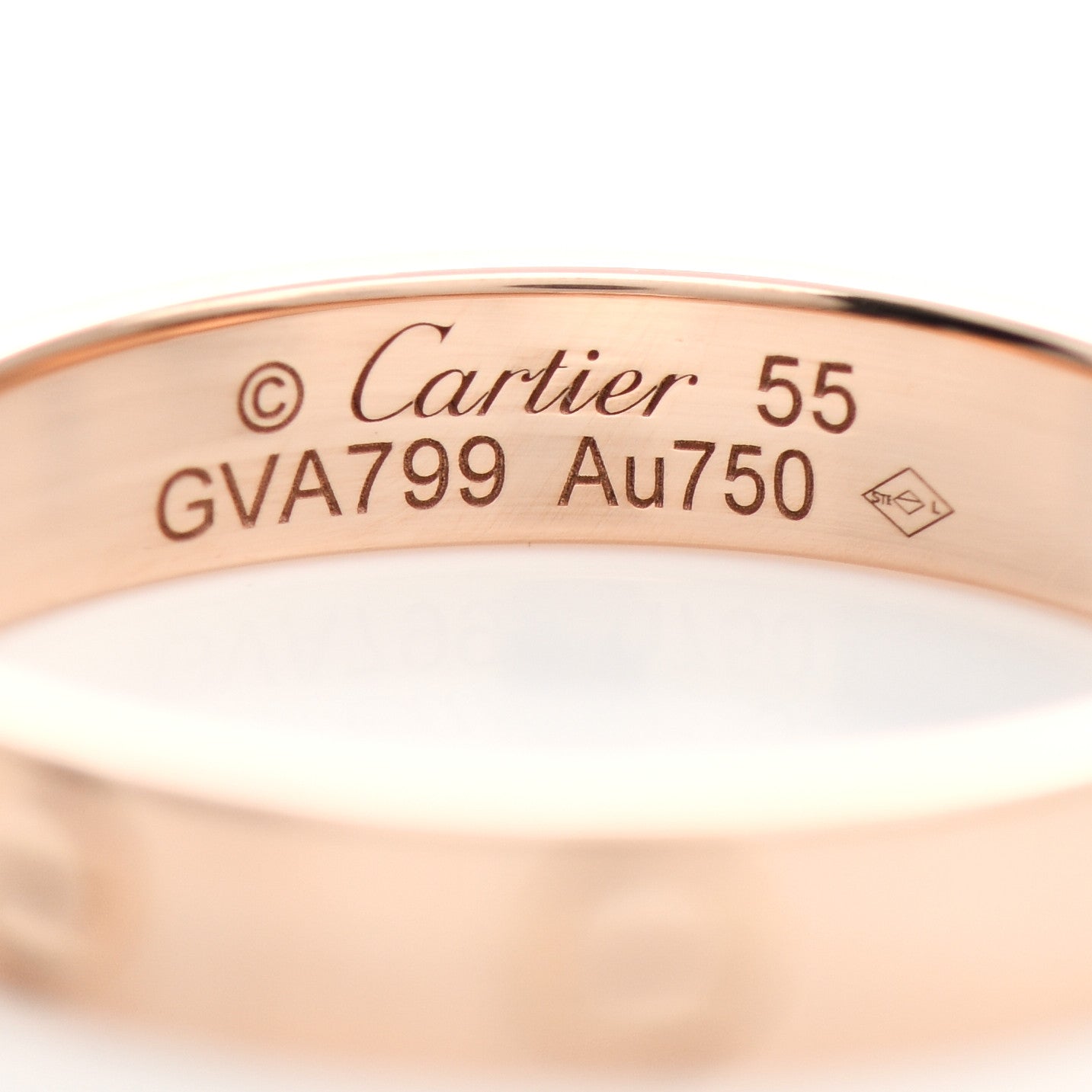 18K Pink Gold 3.5mm LOVE Wedding Band Ring 55 7.25