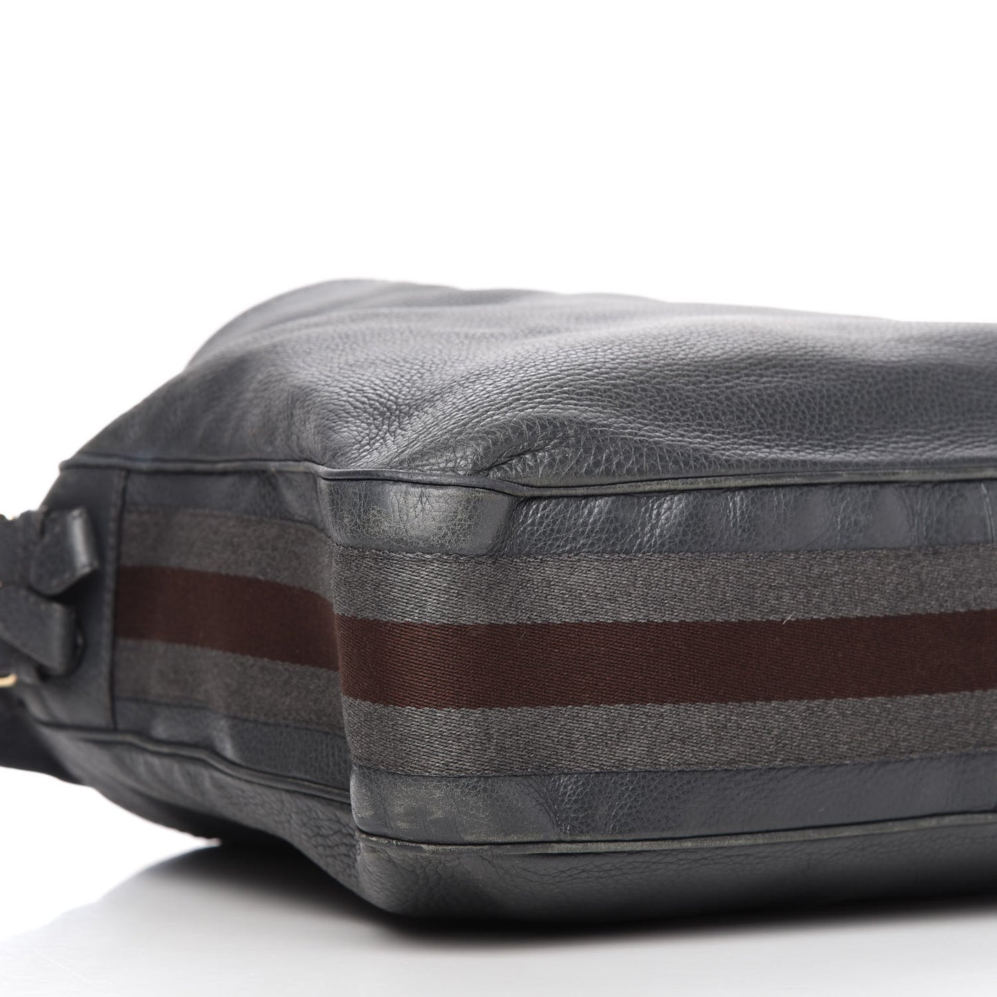 Pebbled Calfskin Medium Heritage Shoulder Bag Charcoal Grey