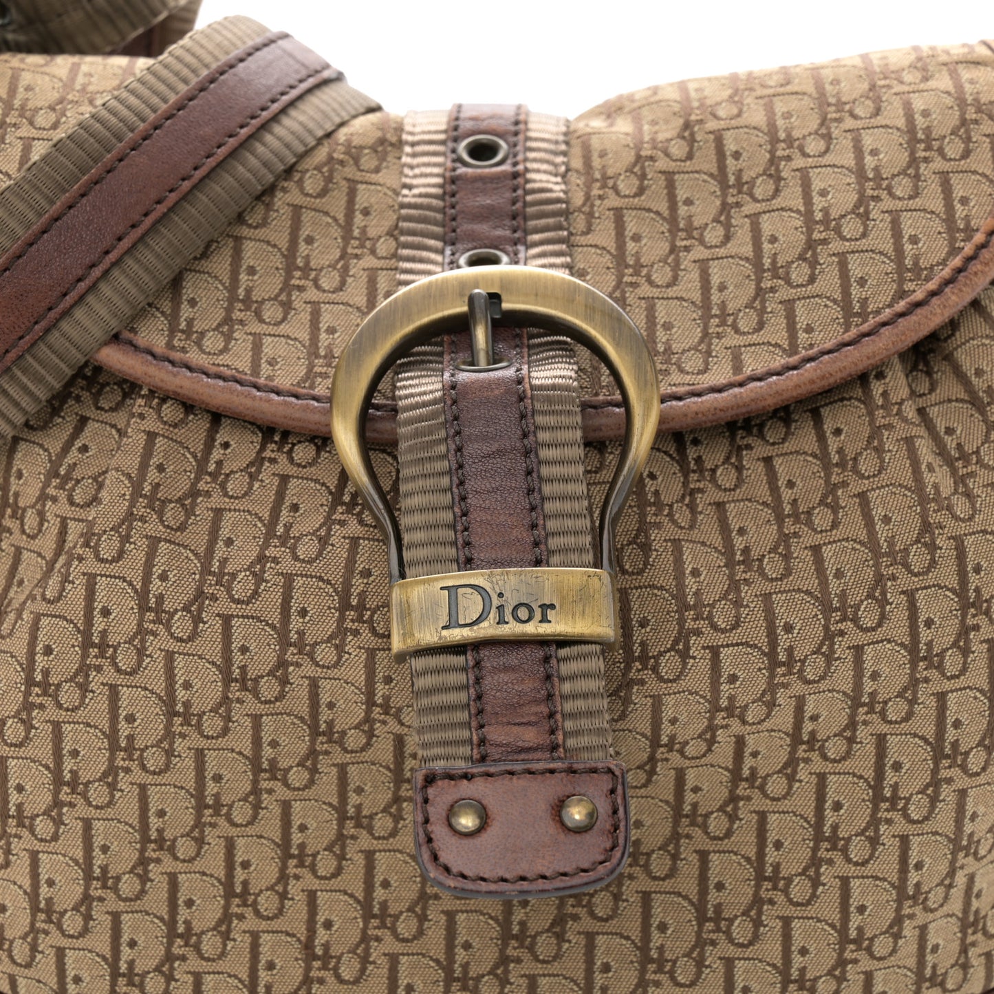 Calfskin Monogram Buckle Messenger Beige