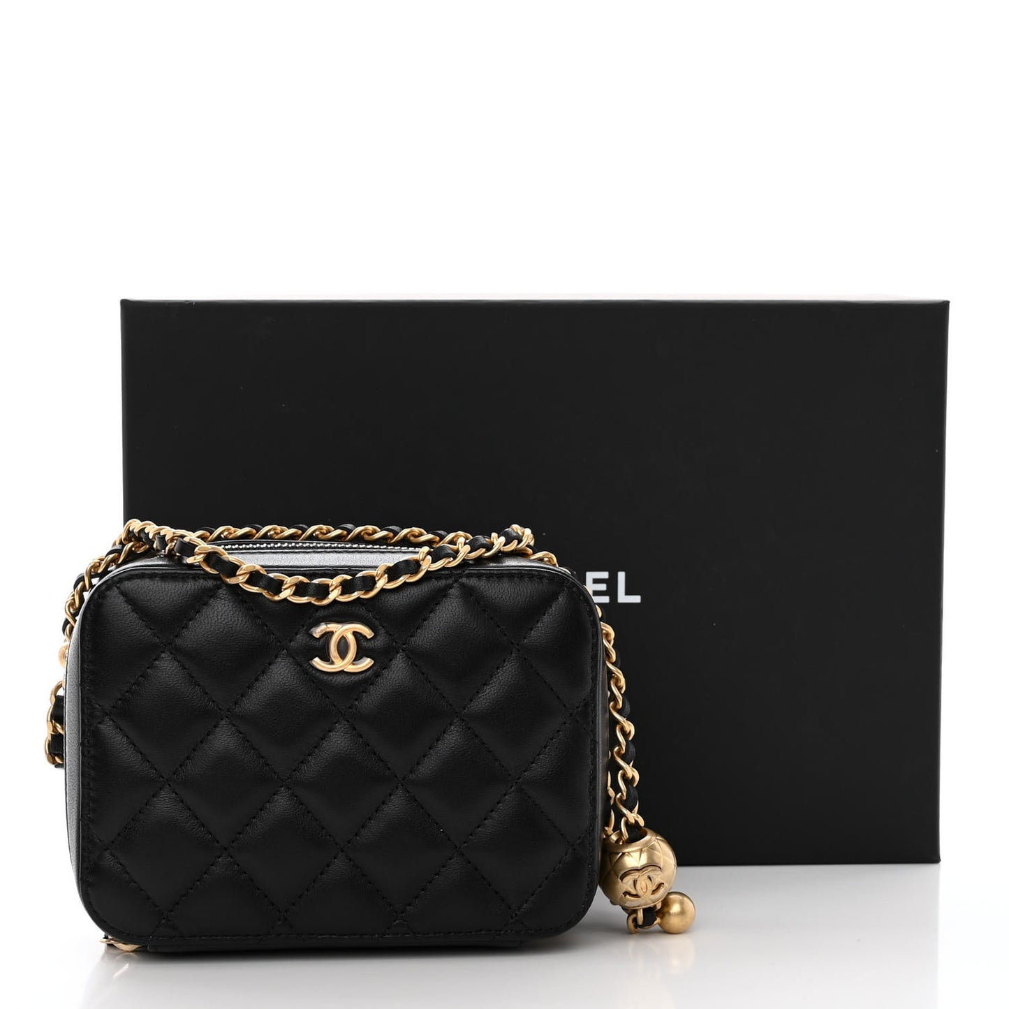 Lambskin Quilted CC Pearl Crush Camera Case Black