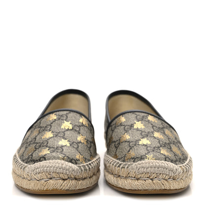 Gucci GG Supreme Monogram Bees Espadrille Flats 36.5 Beige Ebony Oro Black 3 of 10