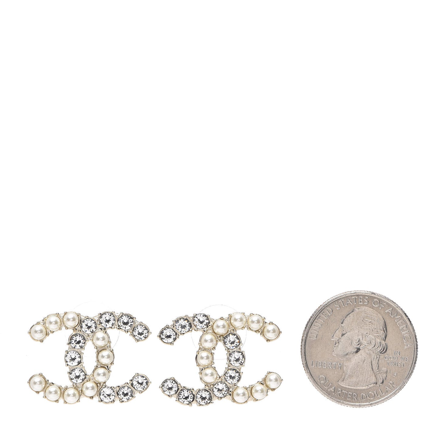 Crystal Pearl CC Dazzling Domino Earrings Gold