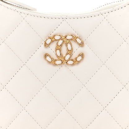 Chanel Crumpled Calfskin Quilted Braided CC Small Hobo White 8 of 11