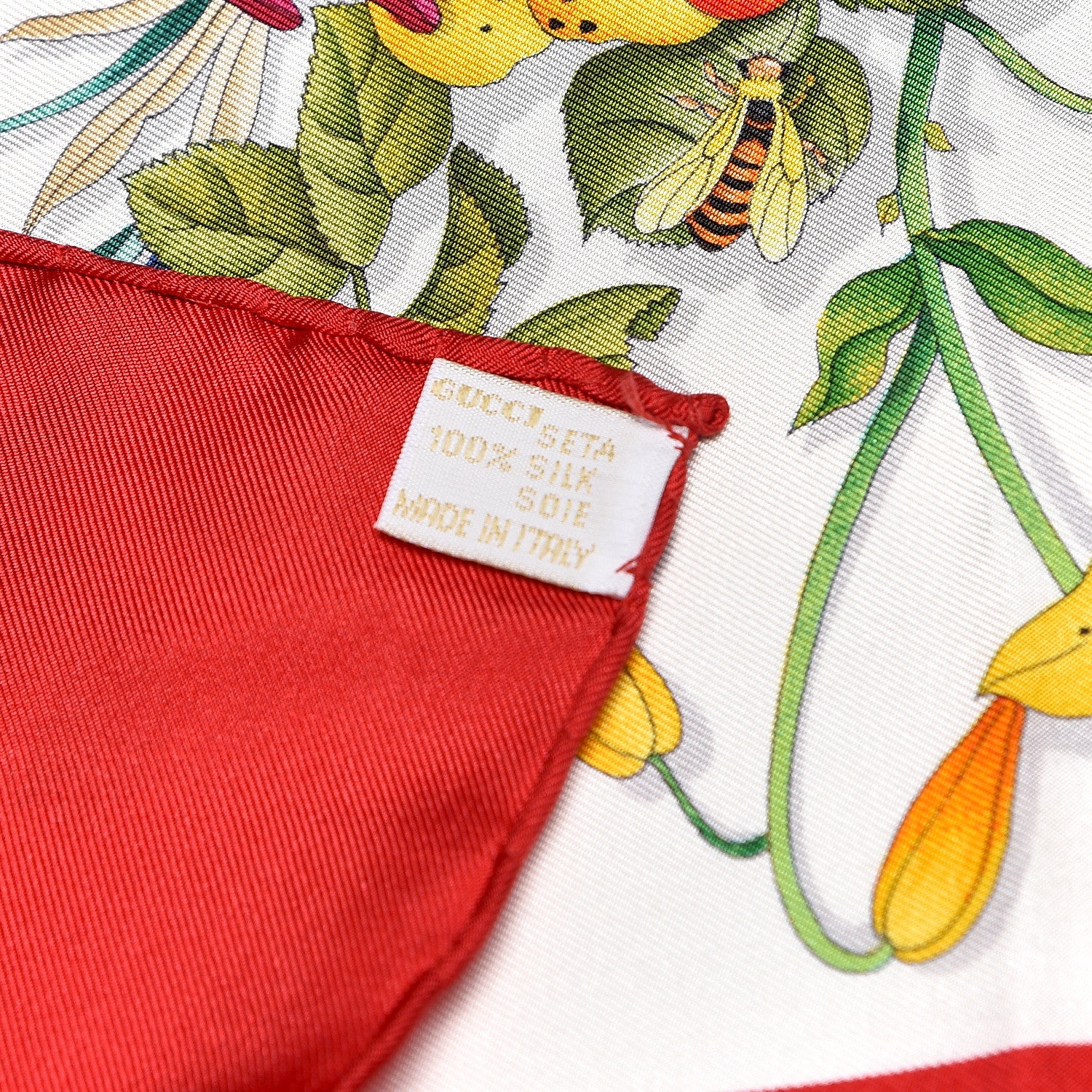 Gucci Silk Floral Square Scarf Red 5 of 5