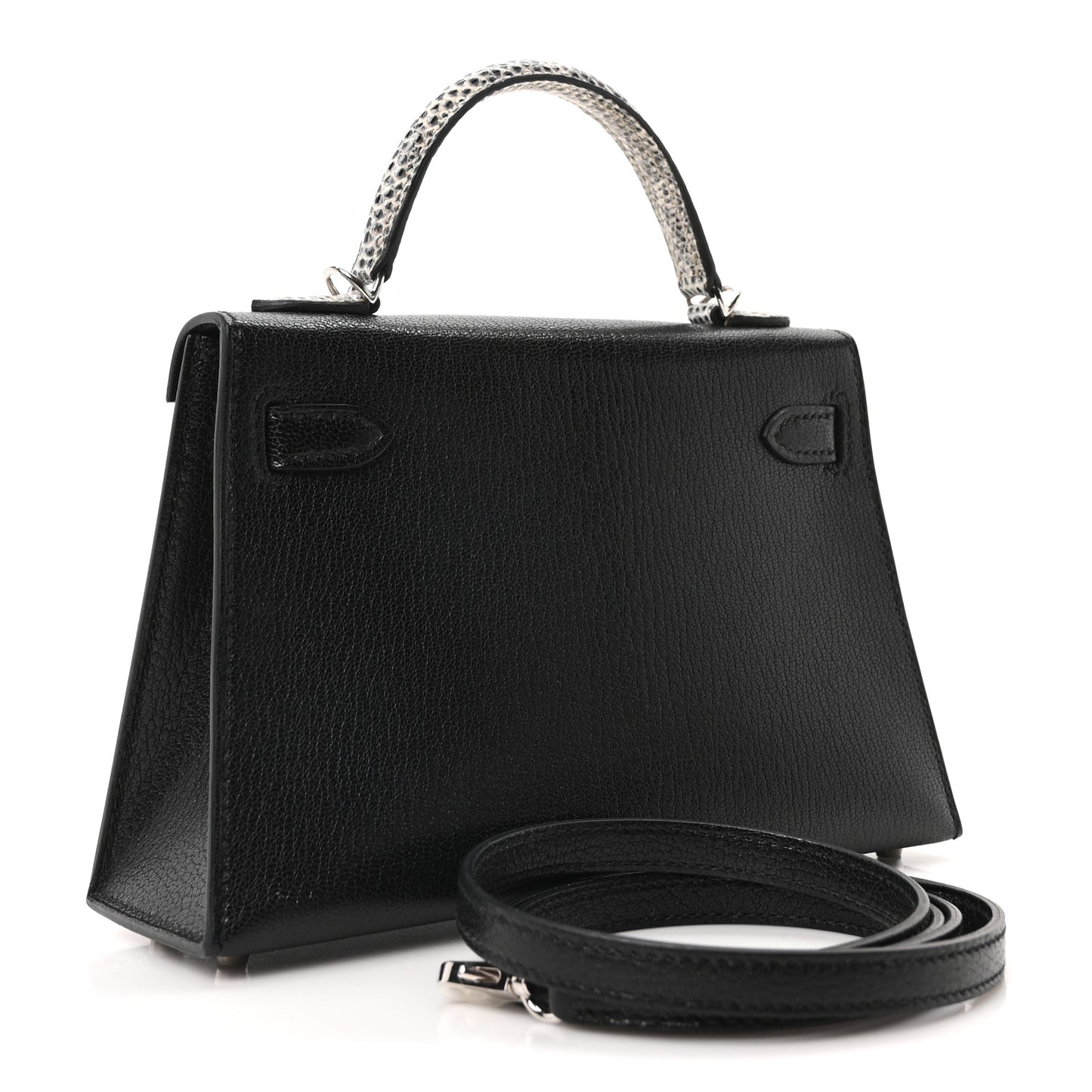 Chevre Mysore Lizard Mini Kelly Sellier Touch 20 Black Ombre
