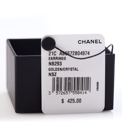 Chanel Crystal CC Earrings Gold 6 of 6