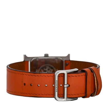 Hermes Stainless Steel Swift 26mm Heure H Hour Quartz Watch Orange 3 of 6