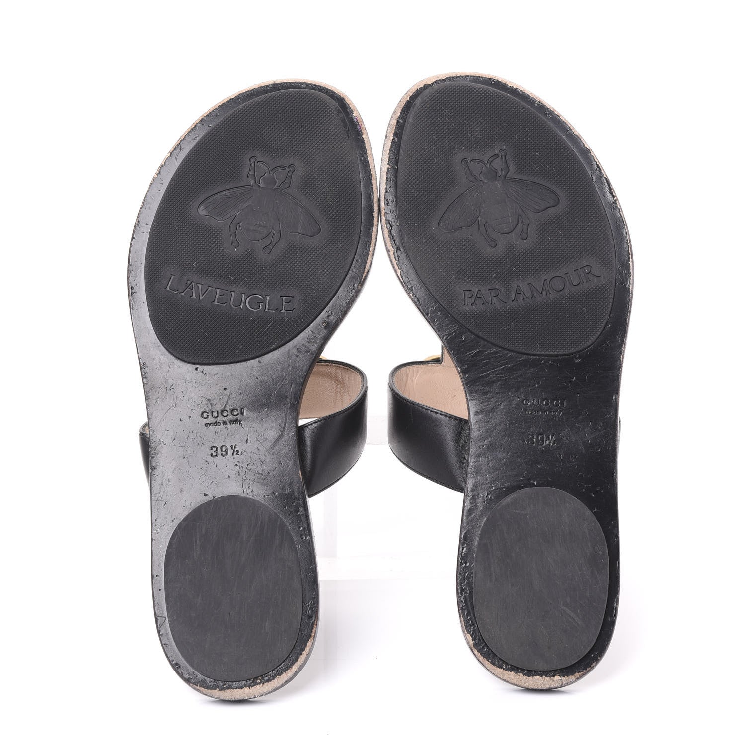 Gucci Calfskin GG Marmont Thong Sandals 39.5 Black 5 of 8