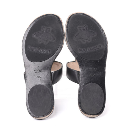 Gucci Calfskin GG Marmont Thong Sandals 39.5 Black 5 of 8