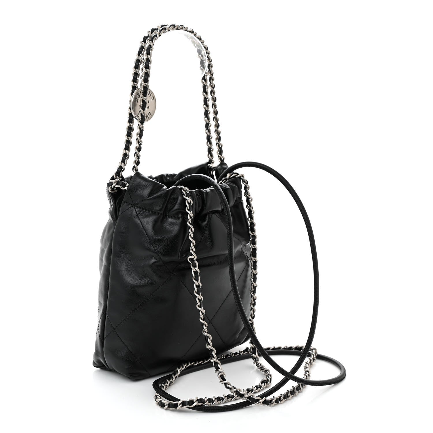 Chanel Shiny Calfskin Quilted Mini Chanel 22 Black 3 of 10