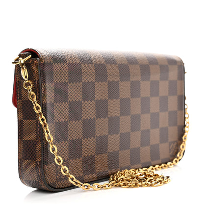 Louis Vuitton Damier Ebene Pochette Felicie Chain Wallet 3 of 16