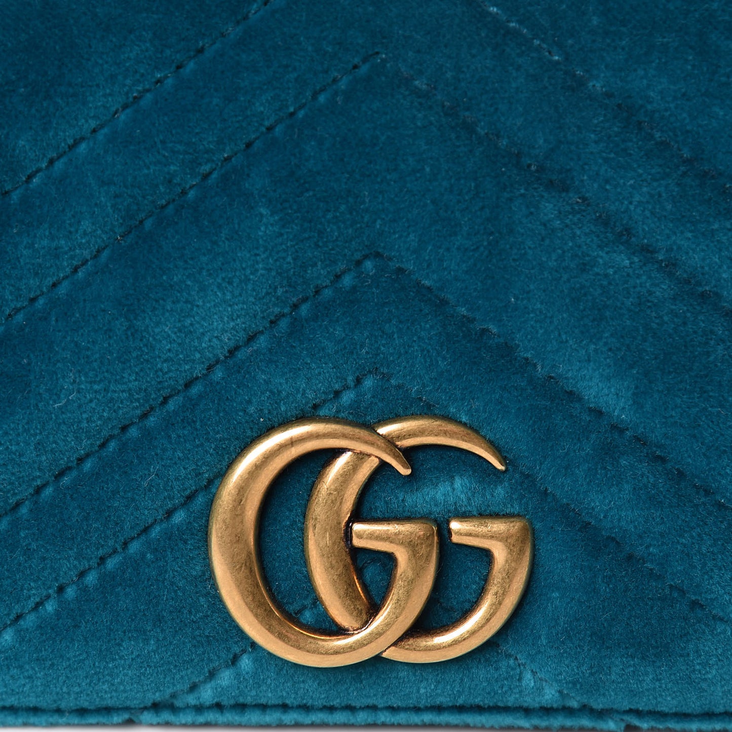 Velvet Matelasse GG Marmont Mini Bag Pavone Cyan
