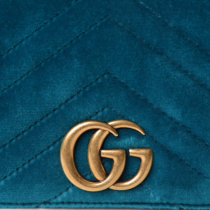Gucci Velvet Matelasse GG Marmont Mini Bag Pavone Cyan 7 of 11