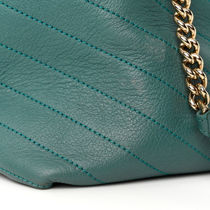Chanel Calfskin Stitched Large Chevron Chic Shopping Bag Blue 13 of 19