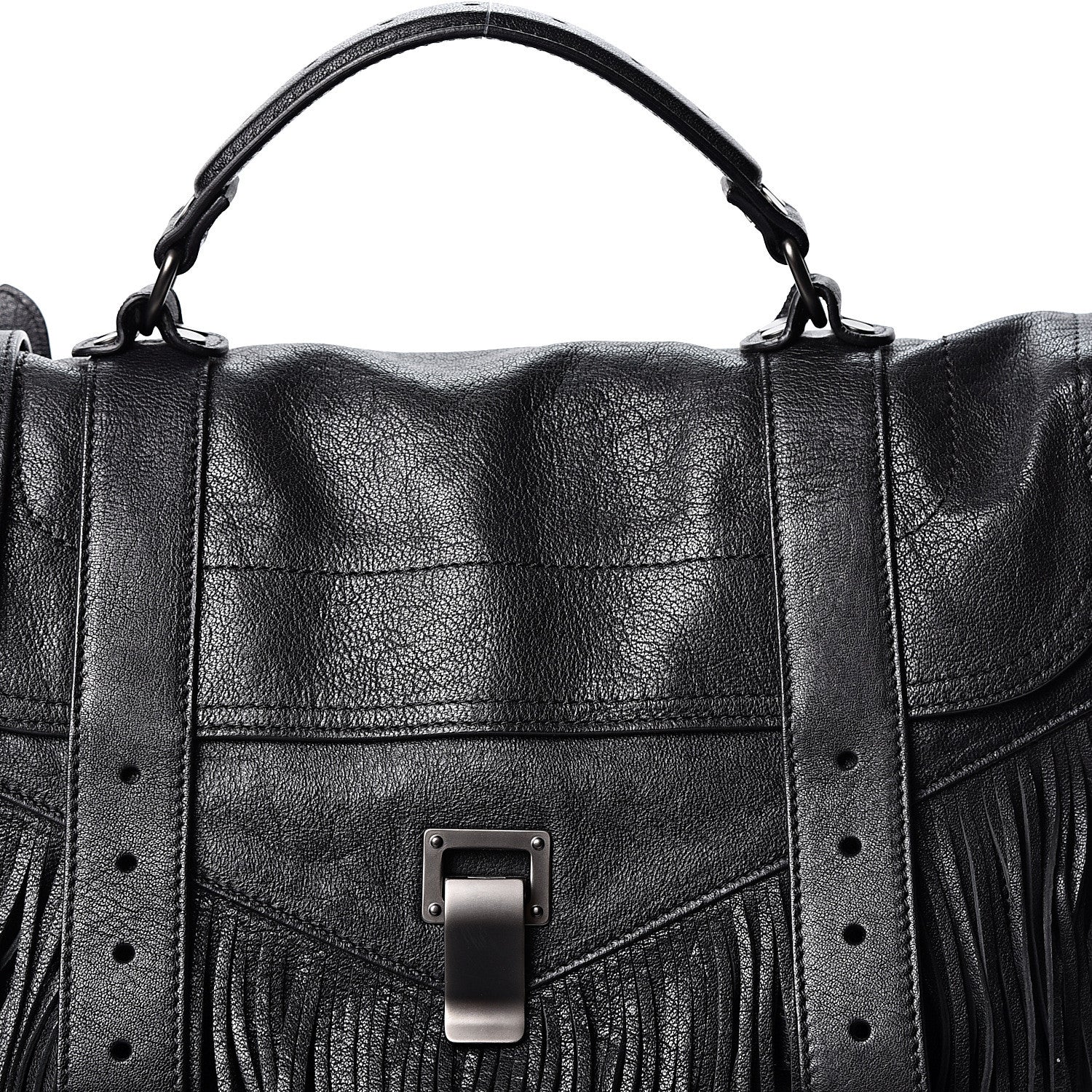 Proenza Schouler Lambskin Fringe Medium PS1 Satchel Black 8 of 10