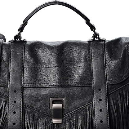 Proenza Schouler Lambskin Fringe Medium PS1 Satchel Black 8 of 10