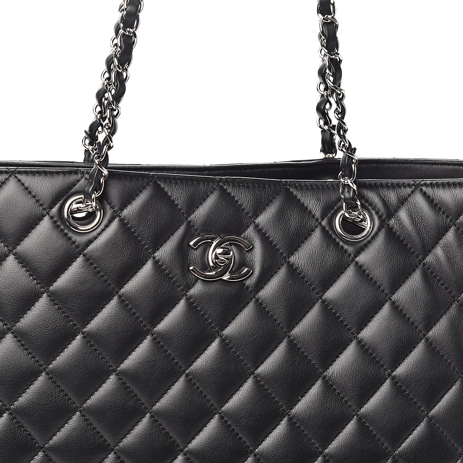 Chanel Calfskin Quilted Large Classic Shopping Tote Black 9 of 10