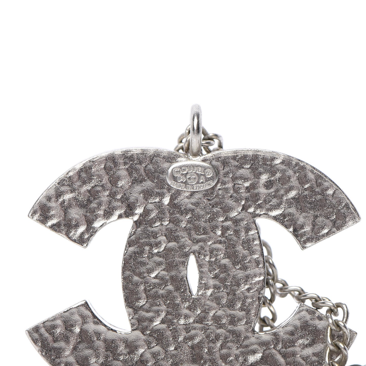 Crystal Heart CC Necklace Silver